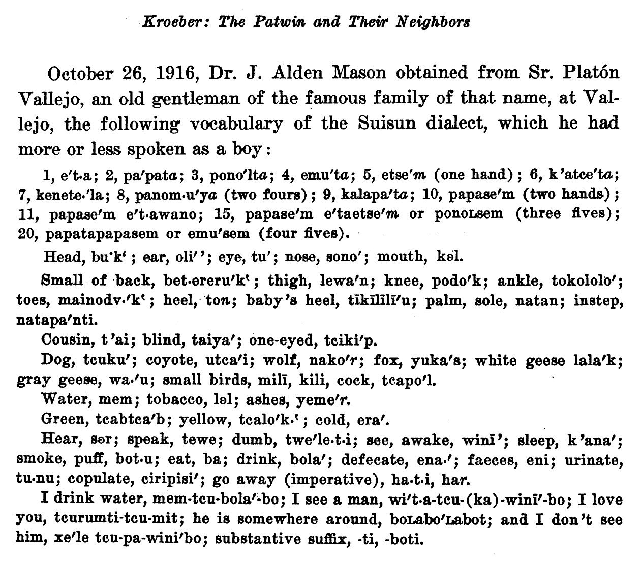 Village Life, Relgion and Language of the Suisune People